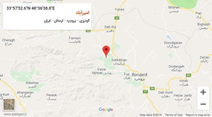 روستای امیرآباد بر روی نقشه