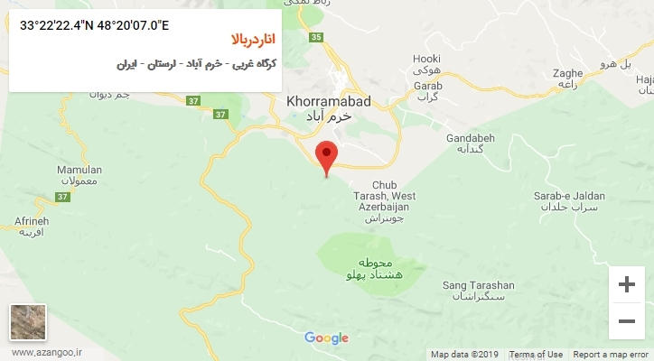 روستای اناردربالا بر روی نقشه