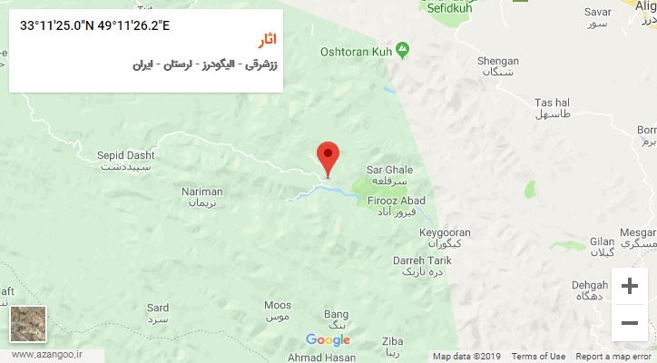روستای اثار بر روی نقشه