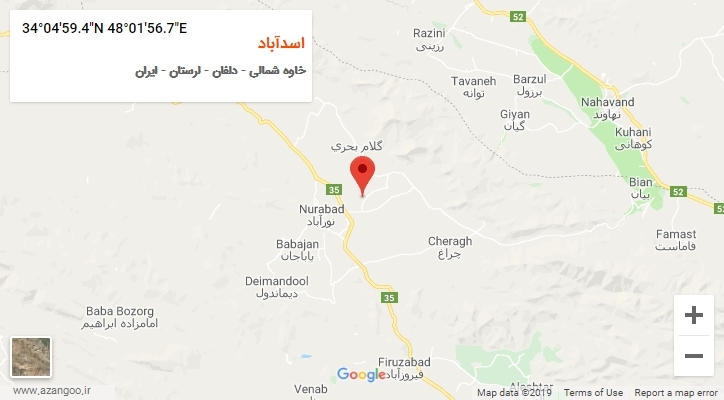 روستای اسدآباد بر روی نقشه