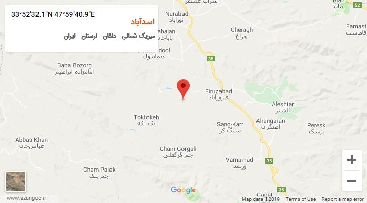 روستای اسدآباد بر روی نقشه