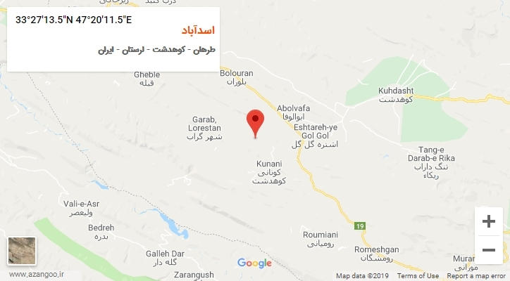 روستای اسدآباد بر روی نقشه