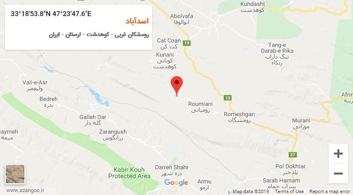 روستای اسدآباد بر روی نقشه