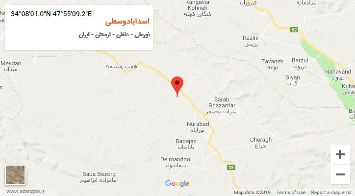 روستای اسدآبادوسطی بر روی نقشه