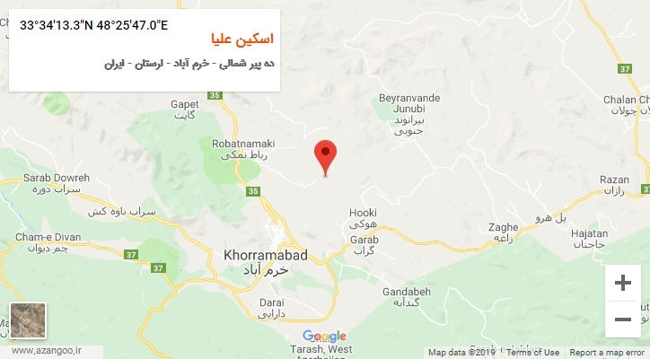 روستای اسکین علیا بر روی نقشه