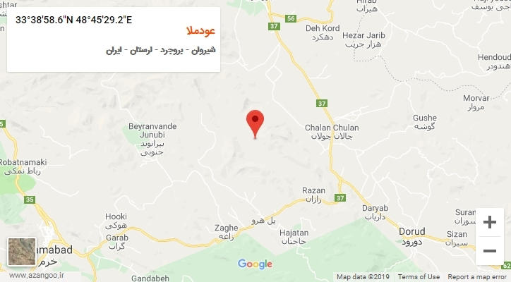 روستای عودملا بر روی نقشه