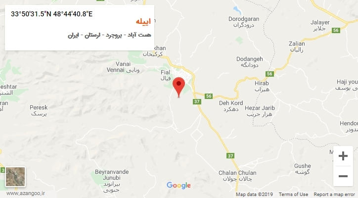 روستای اییله بر روی نقشه