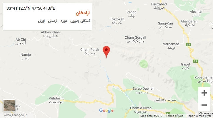 روستای ازادخان بر روی نقشه