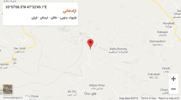 روستای ازادخانی بر روی نقشه
