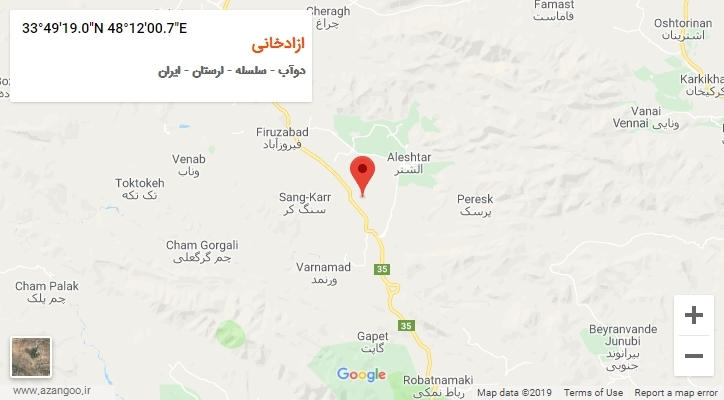 روستای ازادخانی بر روی نقشه