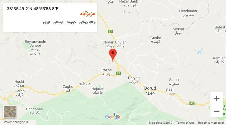 روستای عزیزآباد بر روی نقشه