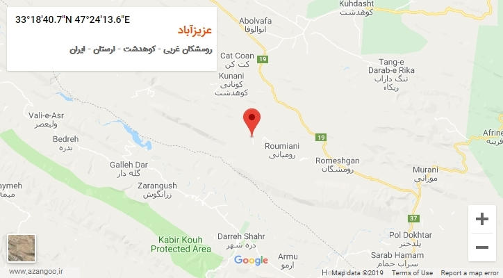 روستای عزیزآباد بر روی نقشه