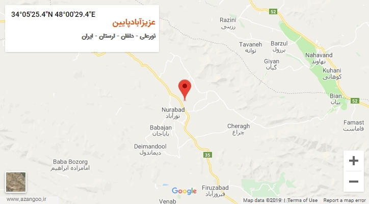 روستای عزیزآبادپایین بر روی نقشه