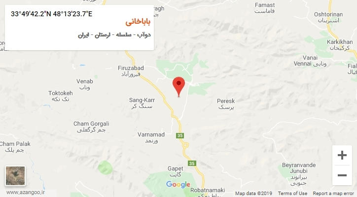 روستای باباخانی بر روی نقشه