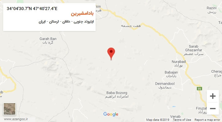 روستای بادامشیرین بر روی نقشه