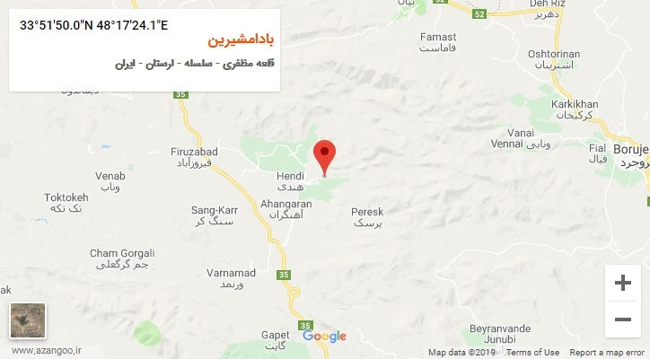 روستای بادامشیرین بر روی نقشه