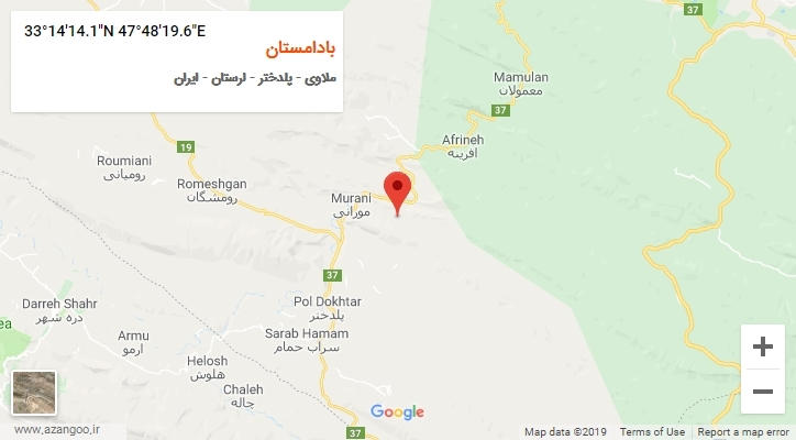 روستای بادامستان بر روی نقشه
