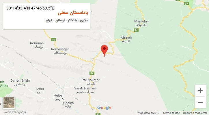 روستای بادامستان سفلی بر روی نقشه