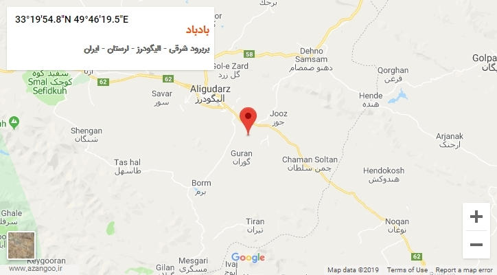 روستای بادباد بر روی نقشه