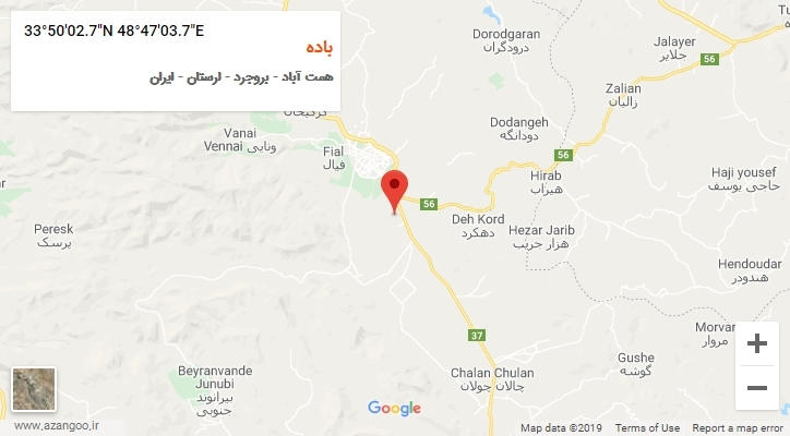 روستای باده بر روی نقشه