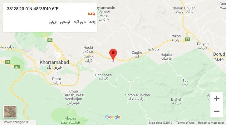 روستای باده بر روی نقشه