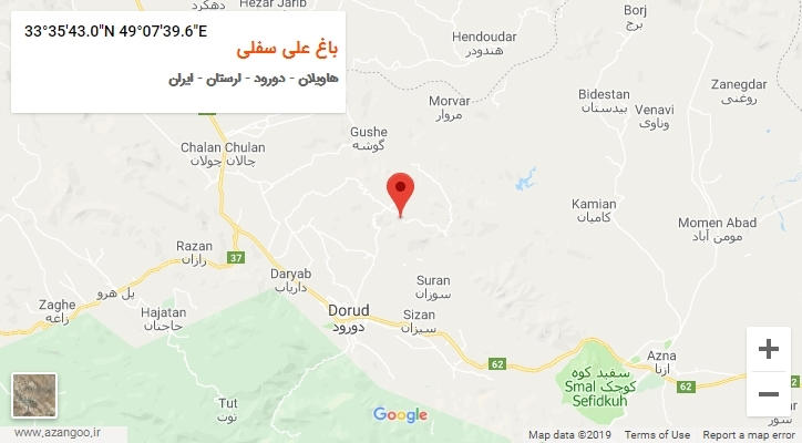 روستای باغ علی سفلی بر روی نقشه