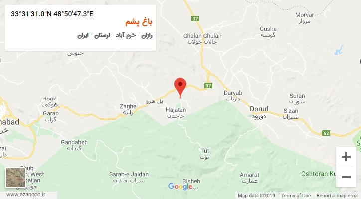 روستای باغ پشم بر روی نقشه