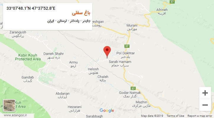 روستای باغ سفلی بر روی نقشه