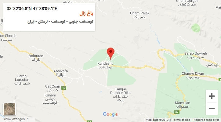 روستای باغ زال بر روی نقشه