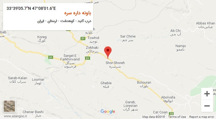 روستای باونه داره سره بر روی نقشه