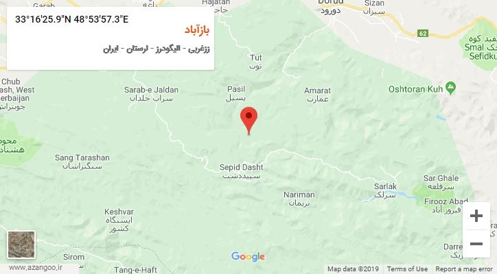 روستای بازآباد بر روی نقشه