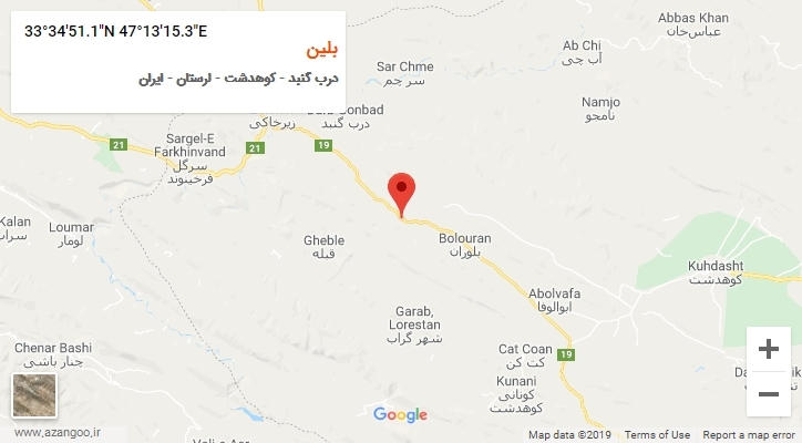 روستای بلین بر روی نقشه