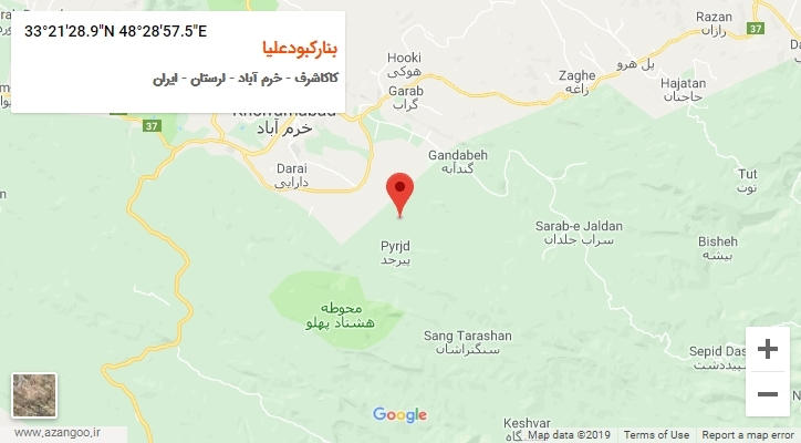 روستای بنارکبودعلیا بر روی نقشه