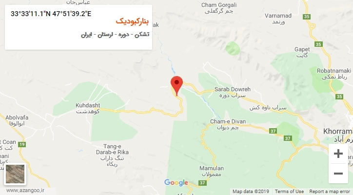 روستای بنارکبودیک بر روی نقشه