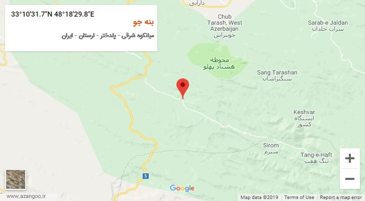 روستای بنه جو بر روی نقشه