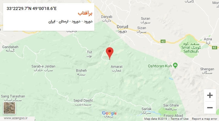 روستای برآفتاب بر روی نقشه