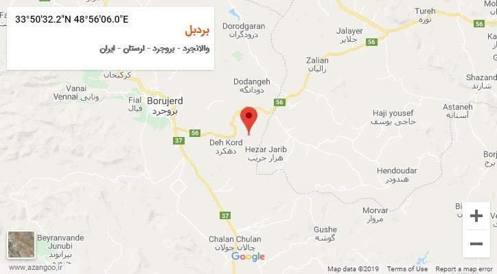 روستای بردبل بر روی نقشه