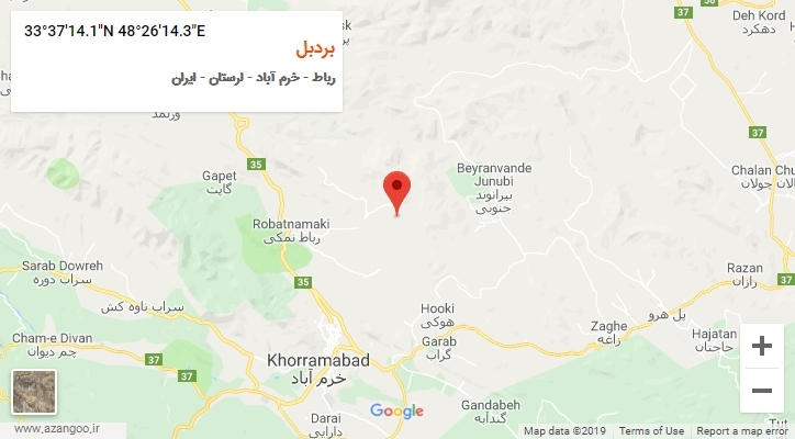 روستای بردبل بر روی نقشه