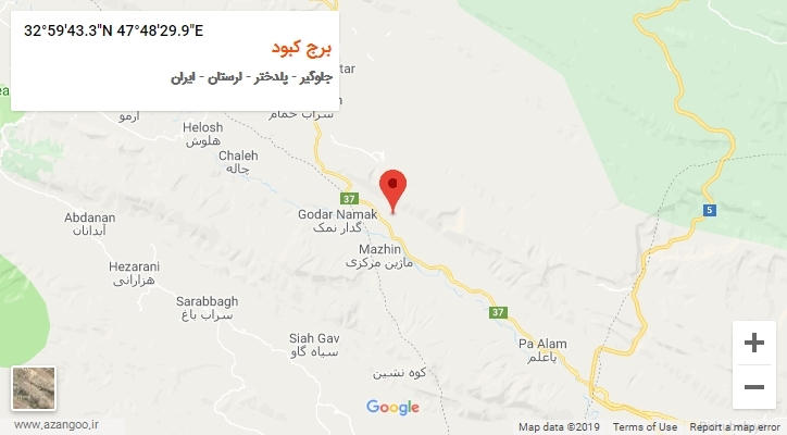 روستای برج کبود بر روی نقشه