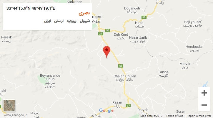 روستای بصری بر روی نقشه