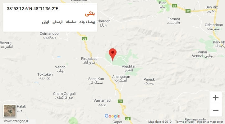 روستای بتکی بر روی نقشه