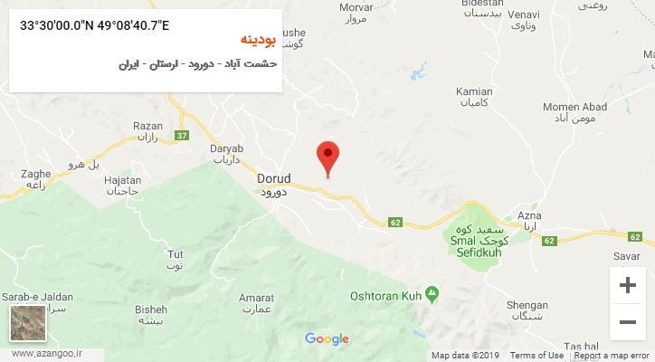 روستای بودینه بر روی نقشه