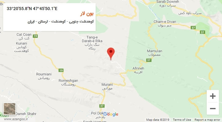 روستای بون لار بر روی نقشه
