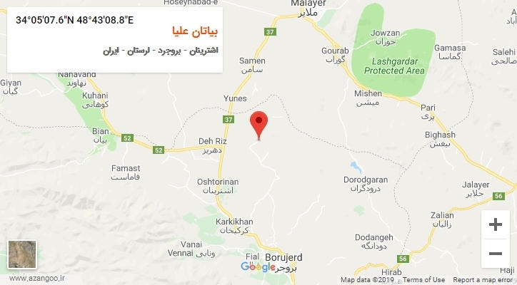 روستای بیاتان علیا بر روی نقشه