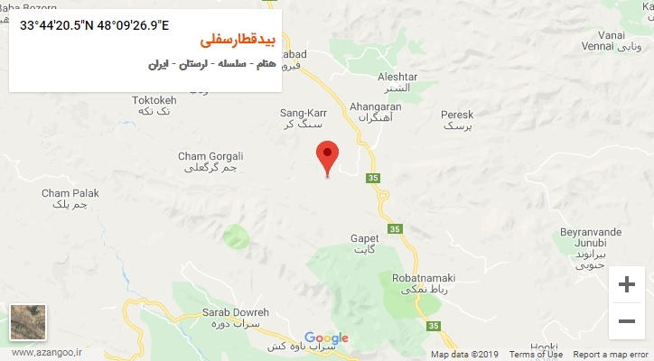 روستای بیدقطارسفلی بر روی نقشه