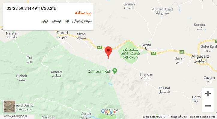 روستای بیدستانه بر روی نقشه