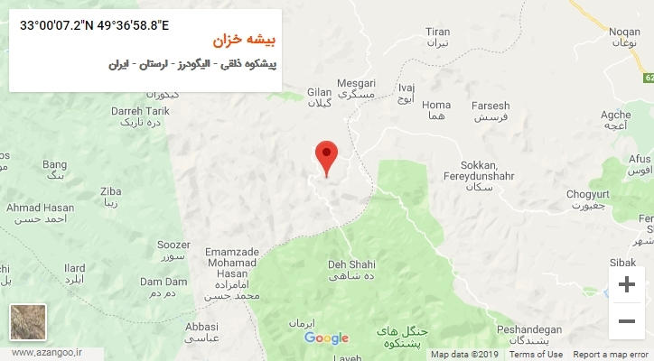 روستای بیشه خزان بر روی نقشه