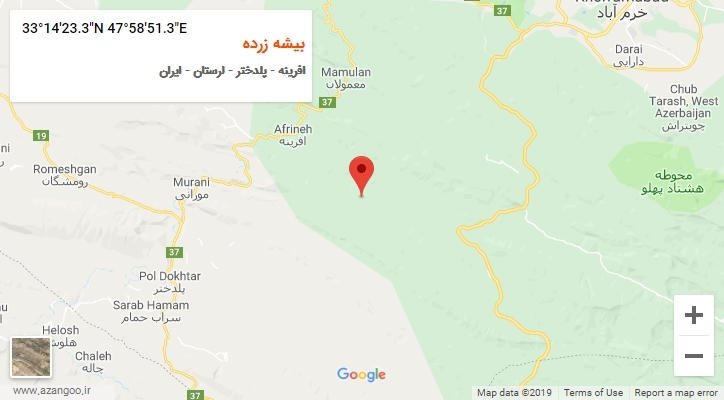 روستای بیشه زرده بر روی نقشه