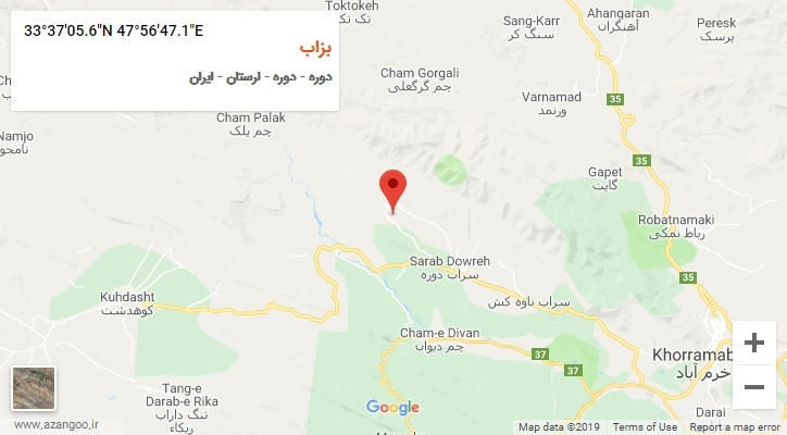 روستای بزاب بر روی نقشه