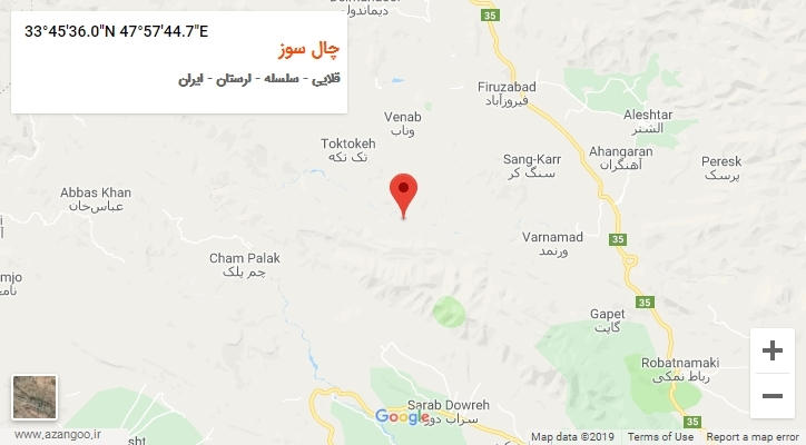روستای چال سوز بر روی نقشه